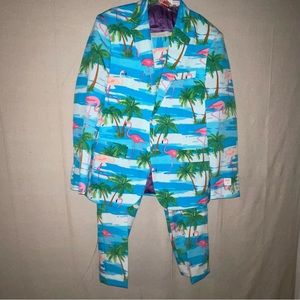 Men’ Flamingo Tuxedo Suit Pants Jacket 40 44